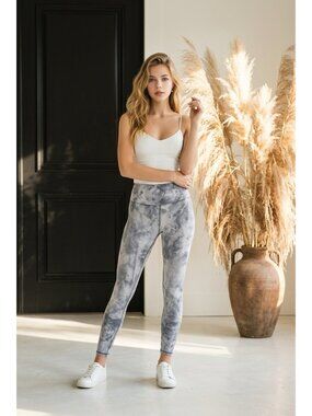 Lululemon Tie Dye Leggings High Rise Gray Marble Print SZ 4